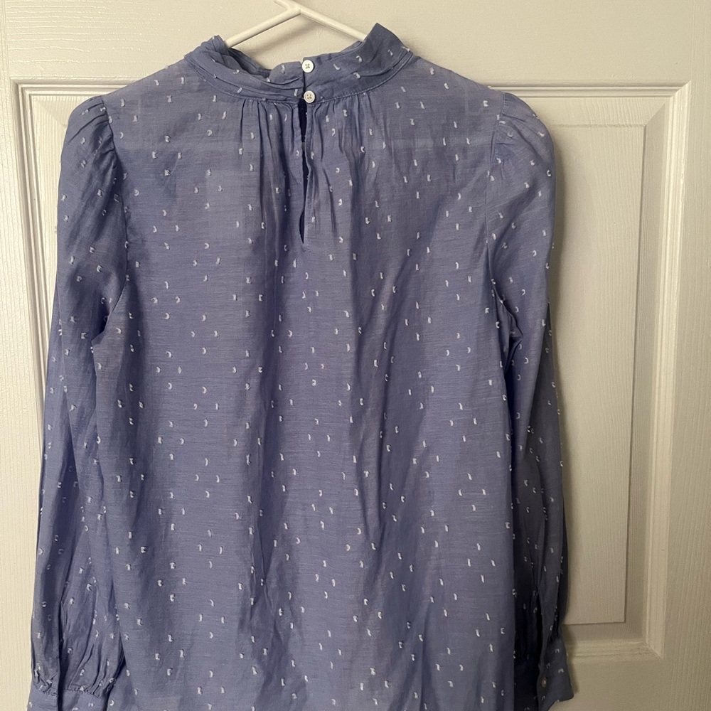 Loft NWT Small Blue Cotton Textured Blouse